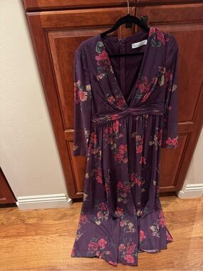Mac Duggal Deep Purple Floral Evening Gown
